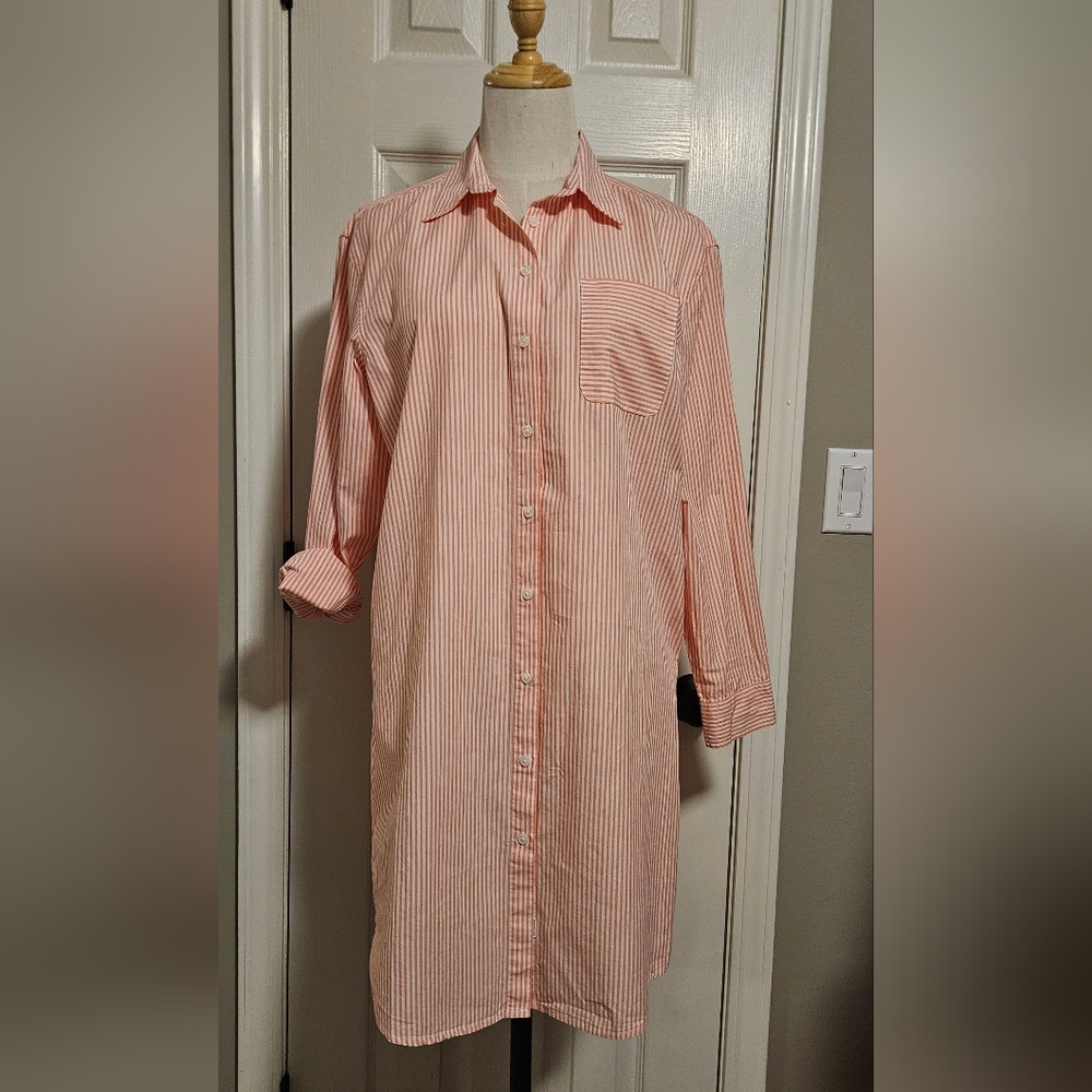 NWT Southern Tide Cam Stripe Poplin Long Sleeve Button Dress: Color- Conch Shell - Picture 6 of 16